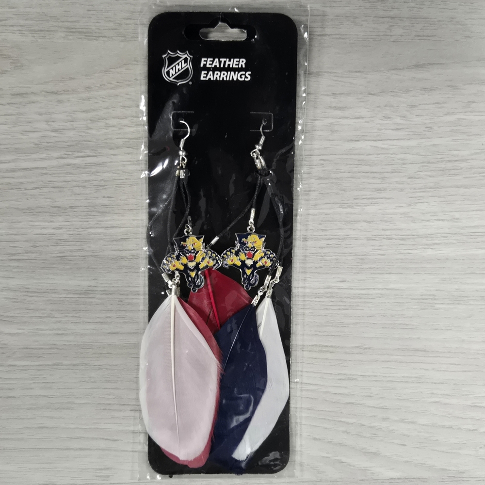 🏆Florida Panthers Feather Earrings- NHL Officially Licensed, NWT
